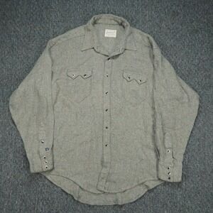 VINTAGE Rockmount Ranch Wear Shirt Mens XL Gray Long Sleeve Western Pearl Snap
